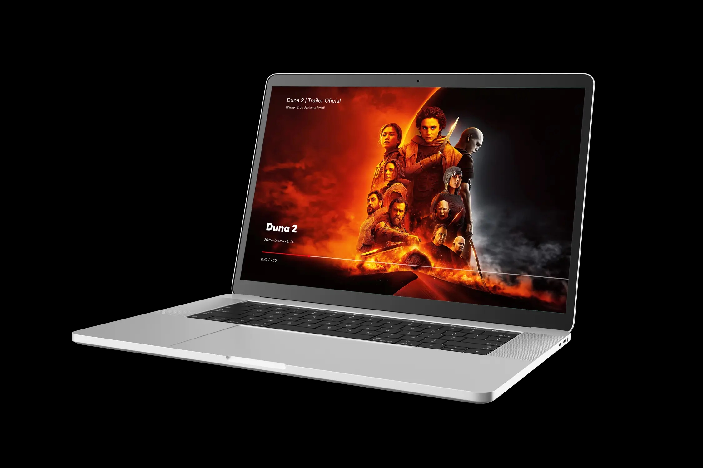 Notebook exibindo o aplicativo de streaming da empresa