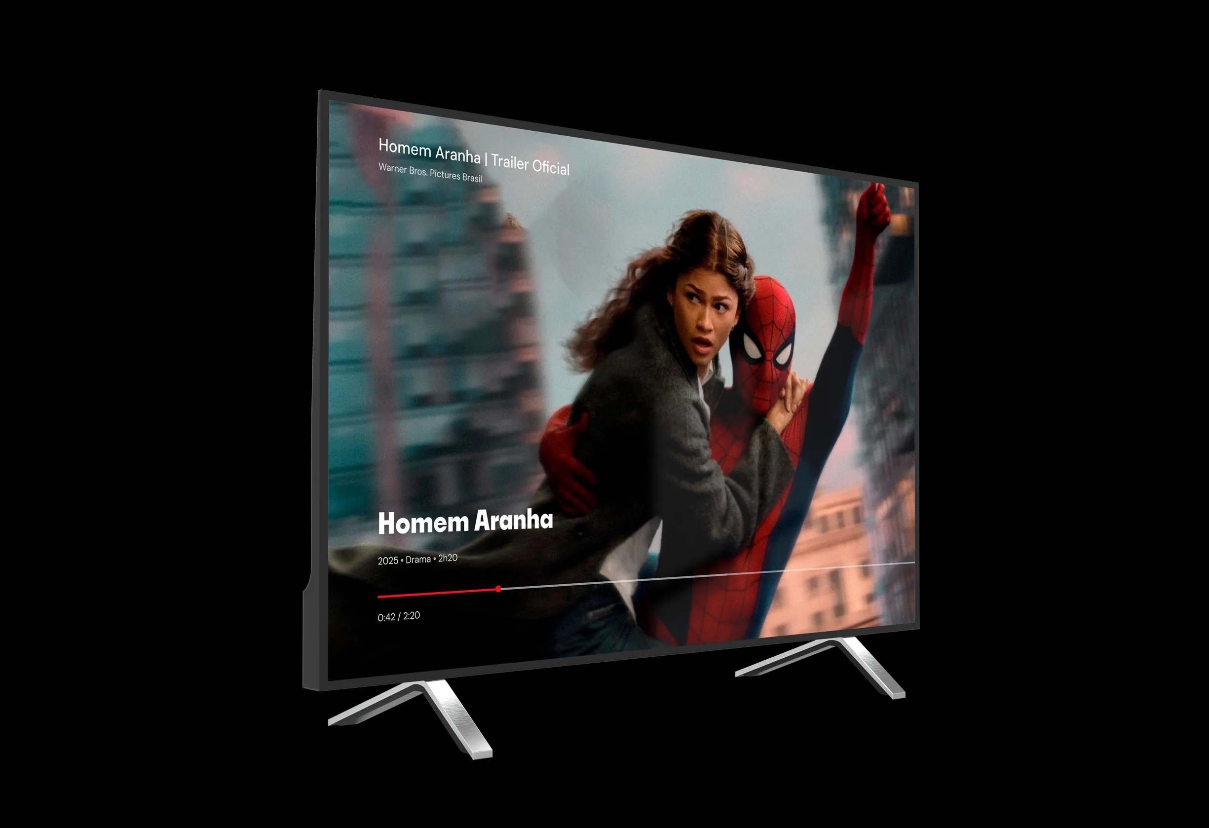 Televisão exibindo o aplicativo de streaming da empresa