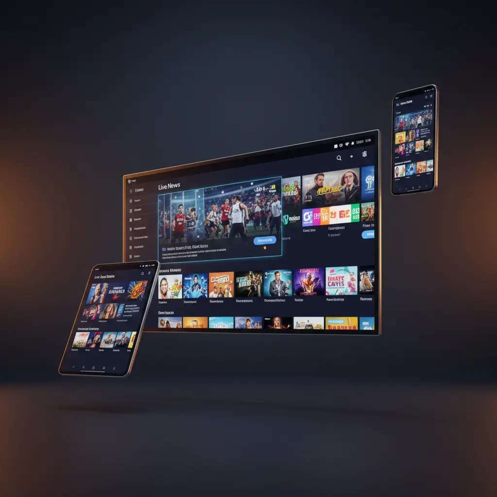 Mil Play exibido em televisão, tablet e celular