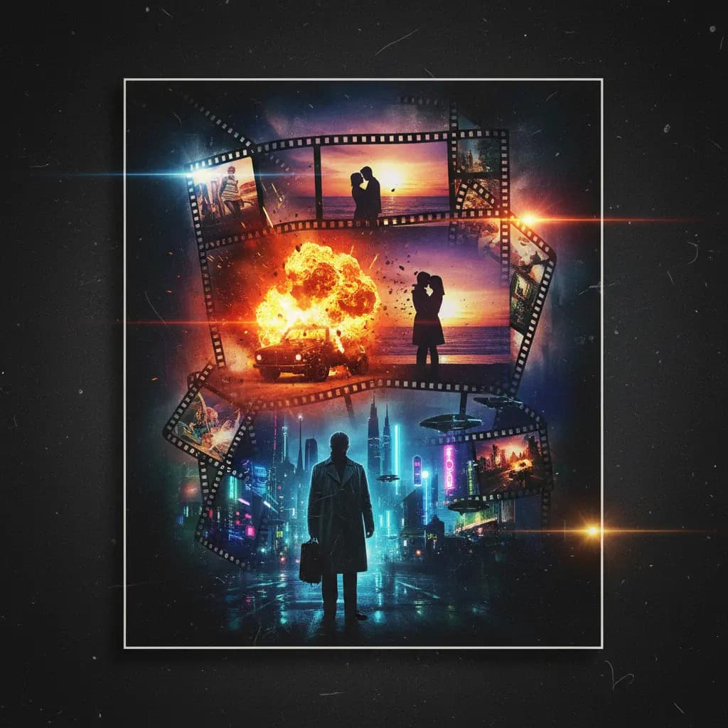 Explosão cinematográfica em uma tela de entretenimento