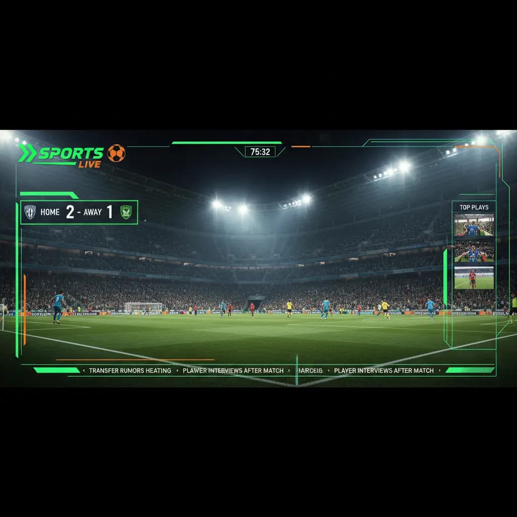 Partida de futebol exibida em múltiplos dispositivos